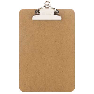 Hardboard Clipboard Standard Size w/ Low Profile Clip
