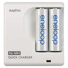 Eneloop AA Pack 2 with Charger White