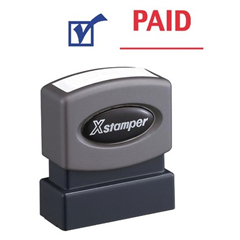 Two-Color Title Stamp, PAID, Blue/Red